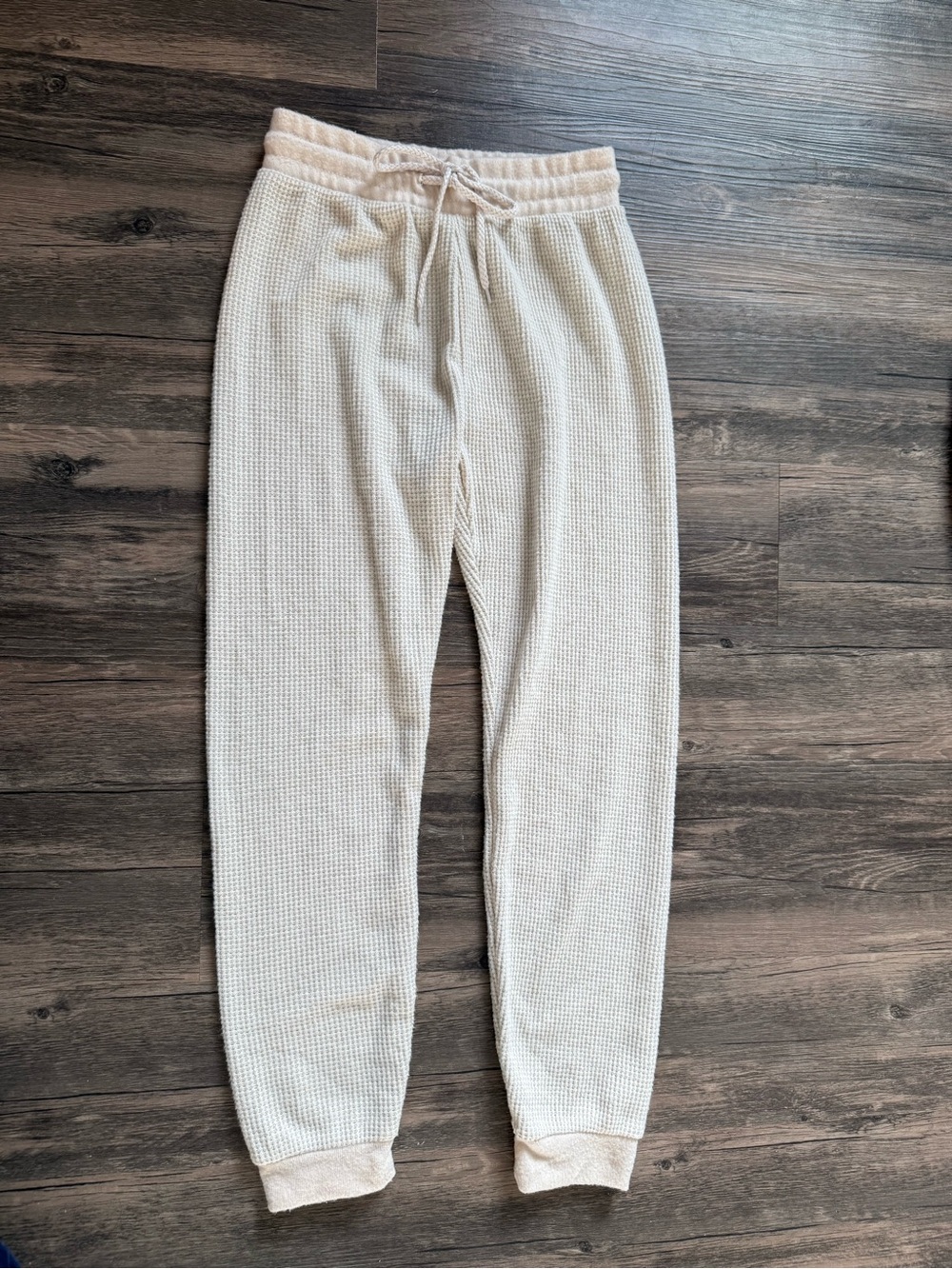 Waffle Knit Jogger Pants - Cream